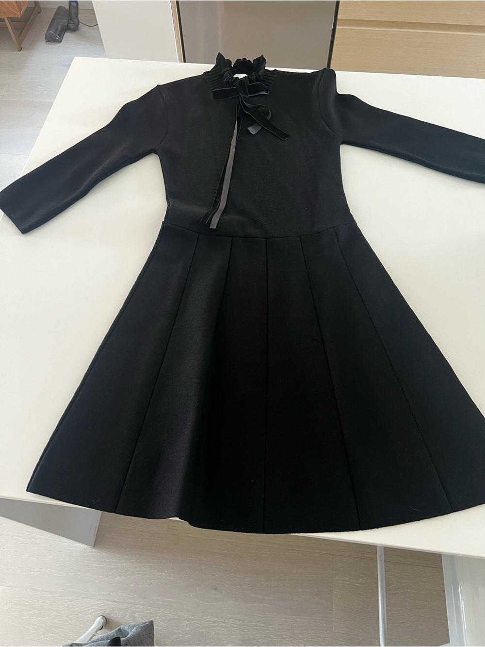 Zara Black sweater dress with velvet bow